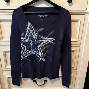 Women's Navy Star Graphic Long-Sleeve Top